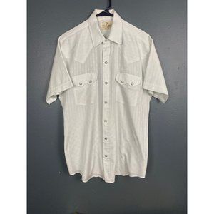 VINTAGE DEE CEE BRAND MEN WESTERN RANCHER COWBOY WHITE SNAP PEARL SHIRT Sz 16